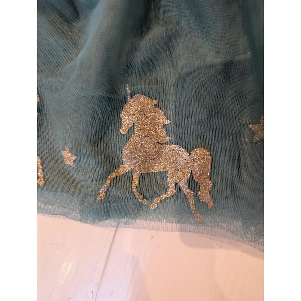 Lilt Brand Light Green Girls 3T Tulle Dress With Unicorns And Crop Sweater